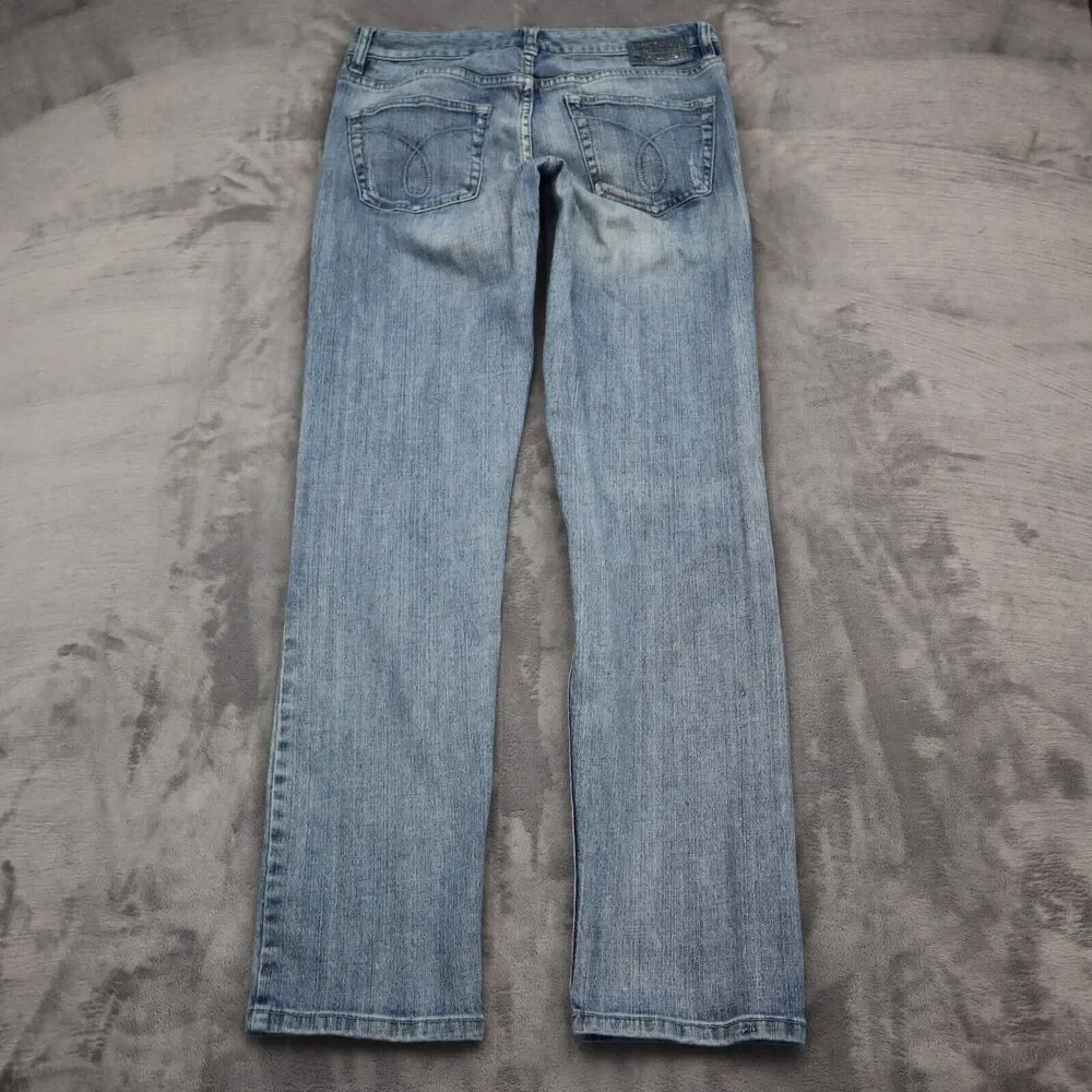 Calvin Klein Jeans Pants Womens 4 Blue Flat Front Mid Rise Straight Pockets